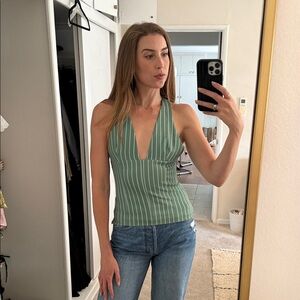 Zara Mint Green Striped Tank Top
